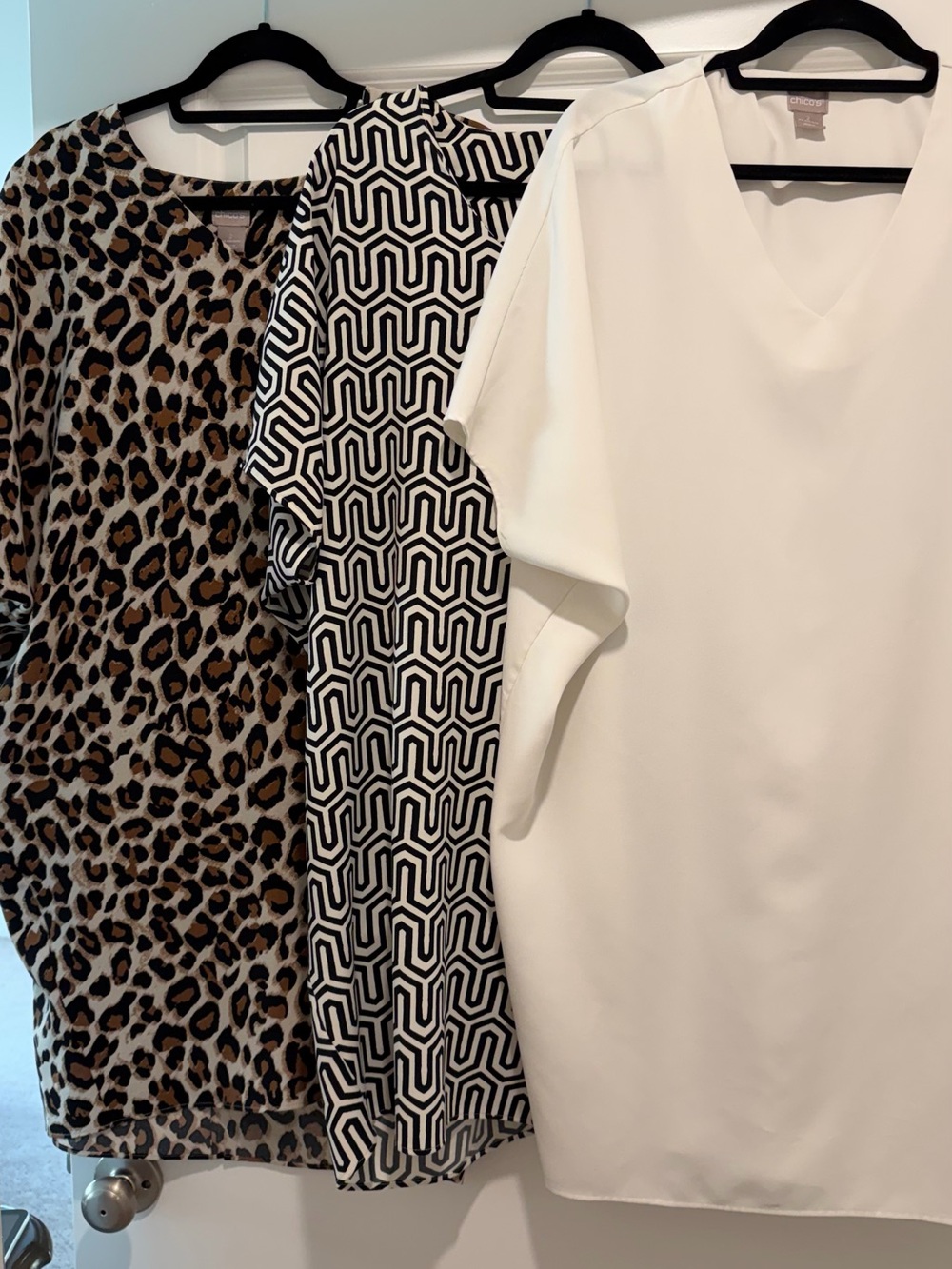 Chico's Black and White Geometric, white, and animal print Dresses
